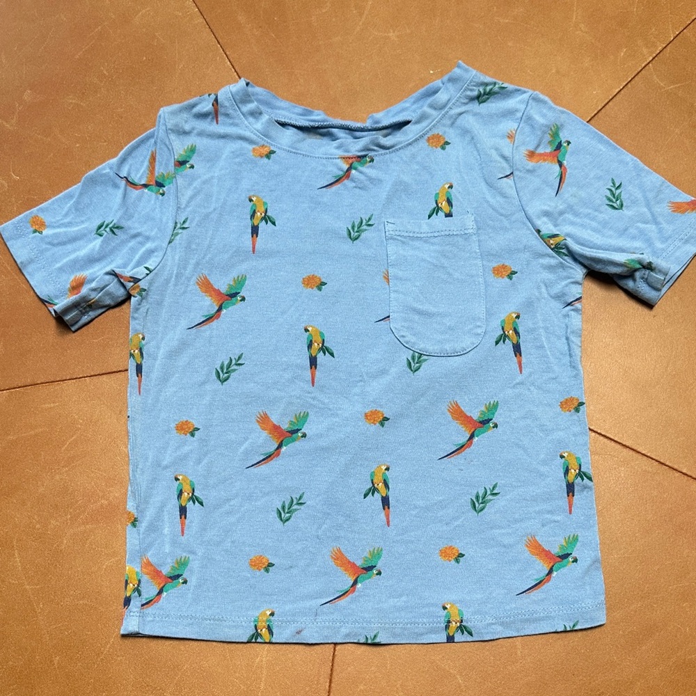 Kyte Baby 3T Parrot Pocket Tee - Light Blue